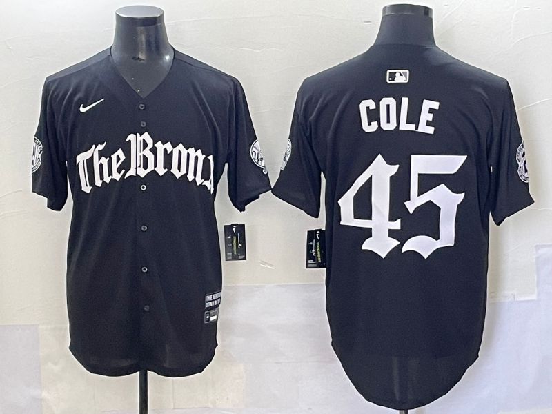 Men 2025 New York Yankees #45 Cole Black Five generations Joint Name Nike MLB Jersey style 1